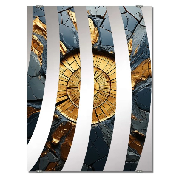 Designart "Gold And Black Mosaic Tiles I" Abstract Tile