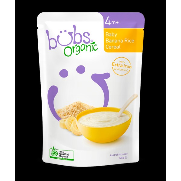 Bubs Baby Banana Rice Cereal 125g (Expiry 09/02/2024)