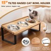 CozyLazy Elevated Cat Bowls, 15° Tilted Wood Stand, Anti-Spill Design,