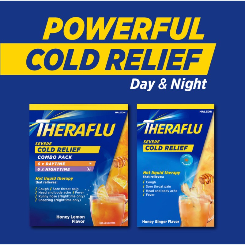 Theraflu Severe Cold Relief Hot Liquid Powder Combo: 12ct Daytime/Nighttime