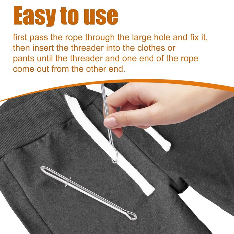 6pcs Rope Threader Clip, 2 Designs Drawstring Tool for Hoodie/Pants/Trousers/Elastic/Waistband/Shorts