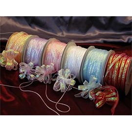 Ben Collection 1/4" X 25 Yards Iridescent Pull String Bows Ribbon (Iridescent Gold)