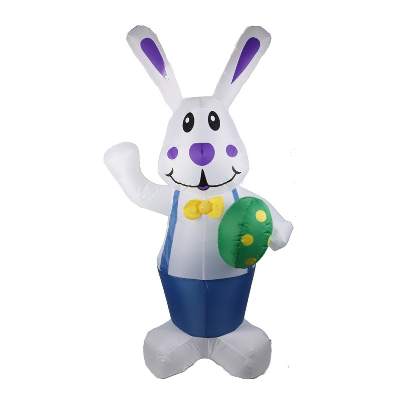 6.5FT High Easter Blue Bunny Holding Easter Egg Inflatable Yard