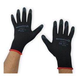 Farvisan Guantes De Nylon Negro Con Nitrilo Sólido 1 Par