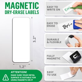 50 Pack Dry Erase Magnetic Labels 3.2x1.2 in - Magnetic Name Tags for Classroom Lockers School Bus - Classroom Magnets for Names Magnet Labels for Whiteboard Magnet Name Plates for Classrooms Blanked