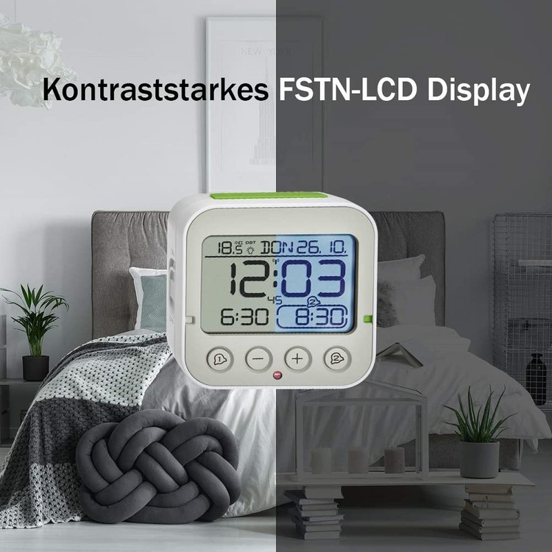 TFA Dostmann Wireless Bingo 2.0, Digital Alarm Clock with Temperature