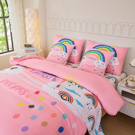 Twin Bedding Sets for Girls Rainbow Smiley Comforter Set, Kids Comforter Sets for Girls 7 Pieces Twin Comforter Set with Sheets for Girls Boys for All Season