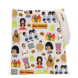 POFULL B Burger Family Inspired Tote Bag Bob TV Series Fan Gift Cartoon Merchandise (Bur-ger Family CA)