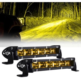 MAYELLO 2pcs 6D 8inch Slim Single Row LED Work Light Bar Spot Flood for ATV UTE Offraod