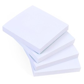 4 White (Square) Sticky Notes, 100 Sheets Per Pad, 76 x 76 mm, Clean and Minimalist Design for Office Notes, Study Notes and Organized Reminders