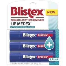 Blistex Lip Medex Stick, 0.15 oz cada uno, hidratación avanzada, alivio medicado con enfriamiento, calma y protege, restaura el equilibrio de humedad saludable en los labios, 3 unidades, 1 paquete