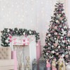 Breling 2 Pack 8.2Ft Christmas Snowflake Banner Pink White Felt