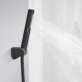 BESy Black Brass 2 In 1 Function Handheld Shower Head Set High Pressure 7 Inch Shower Head High Flow Hand Shower Wand with 59 Inch Hose, Bracket, Matte Black Finish