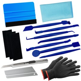 Spanno Vinyl Wrap Tool Kit Window Tint Kits for Window Film Installation, Include 7PCS Pro Tinting Stick Squeegee, Felt Squeegee, Vinyl Wrap Gloves, French Terry Cleaning Cloth and Utility Knife
