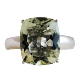 Green Amethyst Sterling Silver Ring US Size 6 / Diameter 16.5