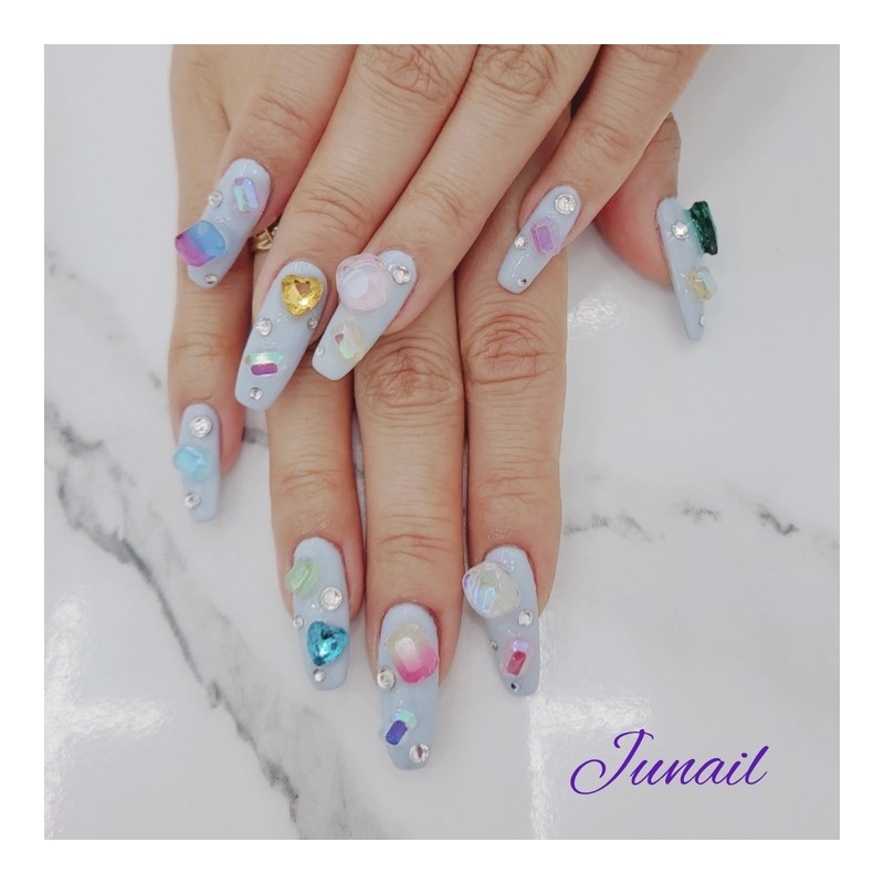 ⭐️ Glass parts handmade nail tips ✨ - Short ballerina