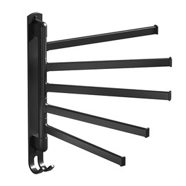 Nikou Swivel Towel Racks Stainless Steel Punch Free Wall Mount 5 Arms Rotation Towel Hanger Holder for Home