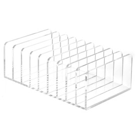 QWORK 9 Compartments Clear Desk Mail Organizer, Acrylic Office Document Sorter, Transparent Stepped Design, Non-Slip Base for Office, Home, School Desktop Organization