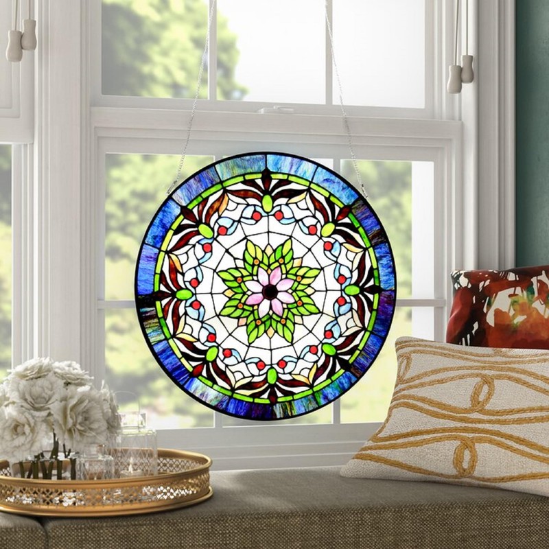 Chloe Lighting Tiffany Edwardian Man 22" Stained Glass Window Panel,