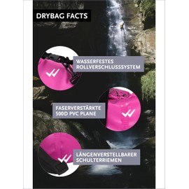 DonDon Waterproof Outdoor Bag Dry Bag with Strap Protection Against Water Dry Bag for Your Valuables and Items Light Pink 2 Litres.