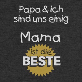 Baby Short-Sleeved Bodysuit, “Papa & ich sind uns einig Mama ist die Beste”, Gift for Mum - Black