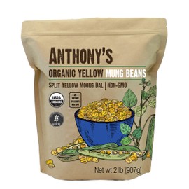 Anthony's Organic Split Yellow Mung Bean, 2 lb, Moong Dal, Gluten Free, Non GMO, Vegan