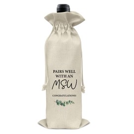 Graduation Wine Bag MSW Degree Wine Gift Bag Masters of Social Work Graduation Gifts for Him Her Graduates College Grad