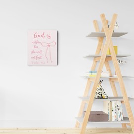 Ryeolo Coquette Pink Bow Christian Wall Art, Bible Verses Wall Decor, Pink Christian Decor, Inspirational Religious Canvas Wall Art Prints for Girls Room Dorm Apartment Decor, Framed 11x14 Inch