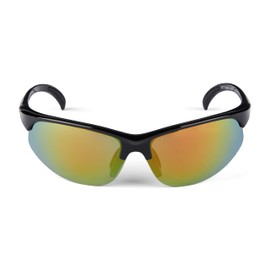 Ettore Cycling Sunglasses Sports Glasses Polarized UV 400 Protection - CE Marked - Black Frame, Yellow/Red Lens - Alya