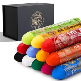 Paul Rubens Large Oil Pastels Set - 12 Colors A (0.79" x 4.72" Jumbo Sticks), Vibrant Colors, Creamy Texture and Blends Easily for Artists, Students and Professionals, Ideal for Filling in Large Areas