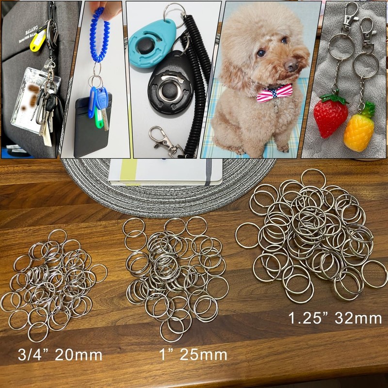 Key Ring/Key Chain, 50 Pack 3/4 inches 20mm Split Round