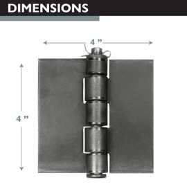 Ilyapa 2 Pack 4x4" Gate Hinges Heavy Duty Butt Hinges for Heavy Gate - Weld to Install, Trailer Gate Hinge for Farm/Garage Gate, Tailgates,Stainless Steel Hinges - Removable Pin