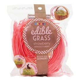 Grandys Candys Edible Easter Grass- Green Apple, Blueberry, Strawberry, & Multi Flavored Bundle-Fun and Delicious Way to Complete Your Easter Baskets, Strawberry -1 Individual Package of Strawberry Edible Easter Grass
