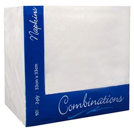 Combinations White Napkins 2ply 100 Pieces For Parties/Events/Dinners/Home