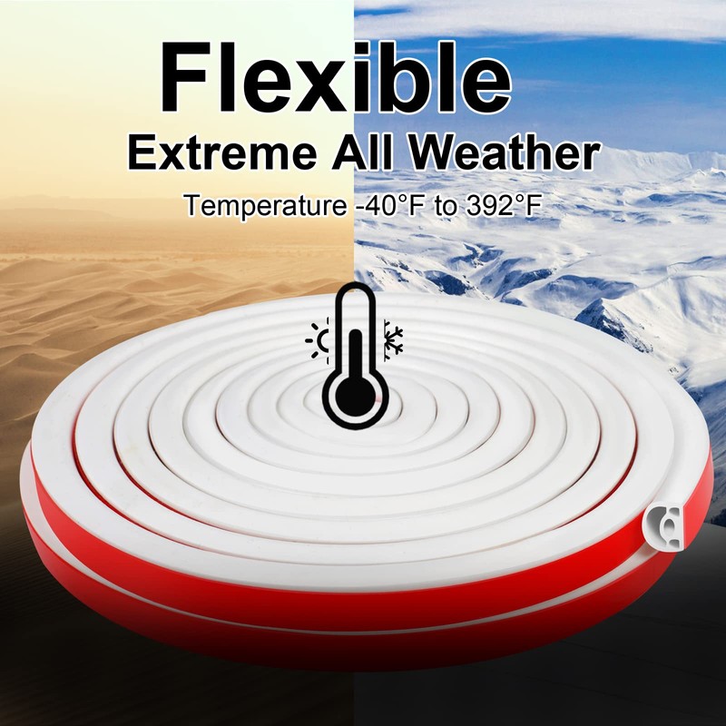[New Upgrade] 19.7Ft Silicone Door Weather Stripping Door Seal Strip