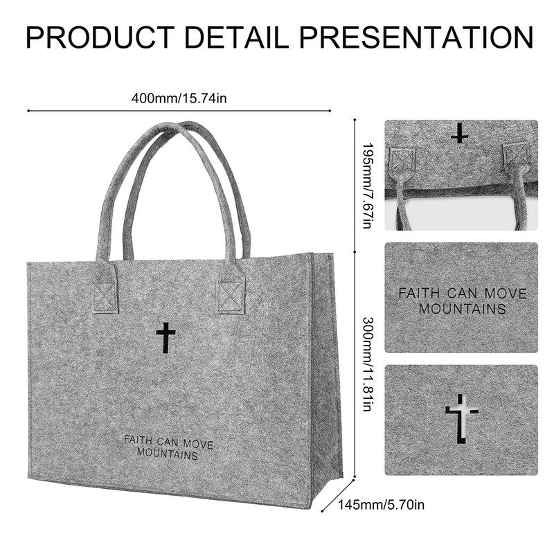 Christian Gift Bible Cover Large Tote Bag Cross Hollow-Out Felt