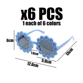 TVSVKWE 6 Pieces Of Small Flower Sunglasses, Creative Design Glasses, Fun Sunglasses, Party Costume Accessories, Photo Props.