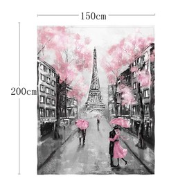 QH 60 x 80 Inch Painting Eiffel Tower Pattern Super Soft Throw Blanket for Bed Sofa Lightweight Blanket Throw Size for Kids Adults All Season