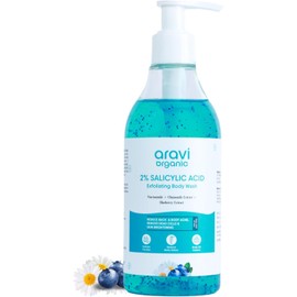 Aravi Organic Gel De Ducha Exfoliante Con Ácido Salicílico Al 2%, Niacinamida Y Arándanos. Previene El Acné, Elimina Las Células Muertas, Limpia Profundamente Y Neutraliza El Mal Olor. Apto Para Todo