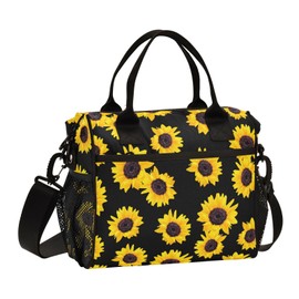 Sunflower Lunch Bag & Lunch Box for Women with Adjustable Shoulder Belt Insulated Portable Lunch Tote Bag Cooler Bag for Girls Travel Office Picnic