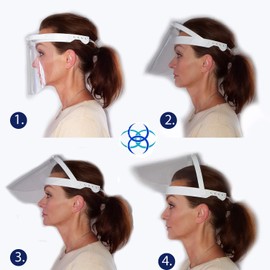 OceanSocks - Foldable Face Shield, Anti-Bacterial, for Better Breathing, Anti-Spit + Anti-Fog Face Shield, 1 Frame + 2 Foldable Visors, Colour: White