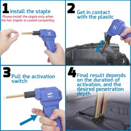 WEP 960-V Plastic Welder Kit 110V with LED Lights with 200 Hot Staples and Pliers for Car Bumper Plastic Welding, Plastic Gas Tank Repair, a Great Automotive Tools for Mechanics