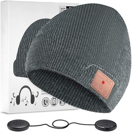 ZRUHIG Bluetooth Beanie Hat, Bluetooth V5.0 Winter Music Hat Knit Running Cap Men with Stereo Speakers 2023 Upgraded Wireless Hats Unique Gift for Women/Men(Gray)