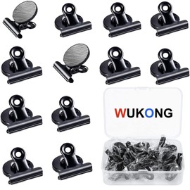 Wukong Magnetic Clips Whiteboard Magnets Clip Pack of 12 Small Magnets Fridge Strong Magnets for Magnetic Board Mini Magnets Black Magnets Strong Hold for School, Office and Blackboard