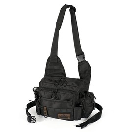 Glorisunity Tackle Bag, Holding Shoulder Bag, Rod Holder, 5-Way Fishing Bag, Waterproof, Large Capacity, Double Zipper, Movable Shoulder Pad, Detachable Waist Belt, Plier Holder Included, For Outdoor