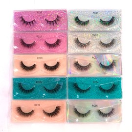 Ellazzle 50 Pairs False Eyelashes Natural, Wholesale 5D Fuffy Volume Lashes, Faux Mink Eyelash Bulk with Portable Boxes