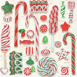 IHR Ideal Home Range Cocktail Napkins Disposable 3-Ply Paper Party Napkin Pack, 5" x 5", Santa Sweets, 20-Count