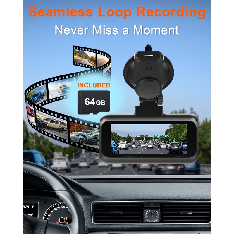 15-Min Easy to Install Dash Cam: Dual Camera with Night