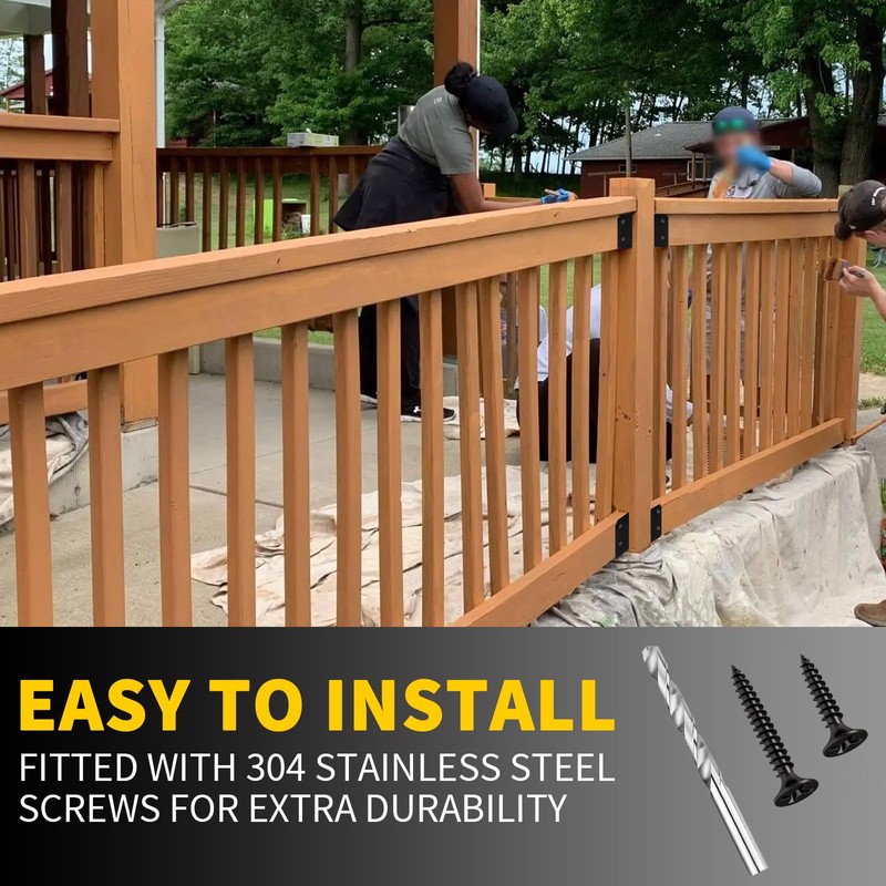 VEVIVOOVY U-Shaped Deck Railing Bracket Connectors, Heavy Duty Galvanized Steel,