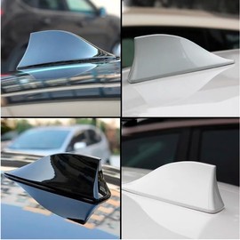 Vmingo Antena Aleta de Tiburon Universal Radio FM/Am Señal Estereo para Auto Sedan Funcional Decorativo | Modelo 01 (Blanco)